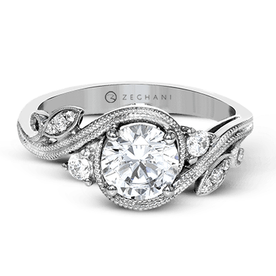 ZR1470 Engagement Ring in 14k Gold with Diamonds