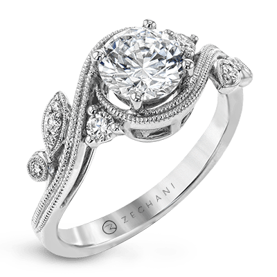 ZR1470 Engagement Ring in 14k Gold with Diamonds