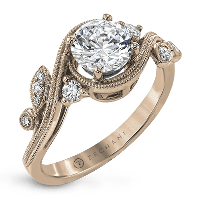 ZR1470 Engagement Ring in 14k Gold with Diamonds
