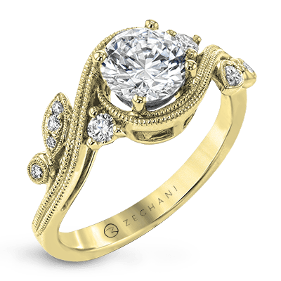ZR1470 Engagement Ring in 14k Gold with Diamonds