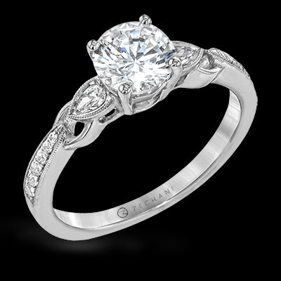 ZR1472 Engagement Ring in 14k Gold with Diamonds