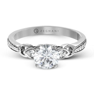 ZR1472 Engagement Ring in 14k Gold with Diamonds