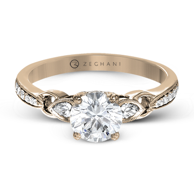 ZR1472 Engagement Ring in 14k Gold with Diamonds