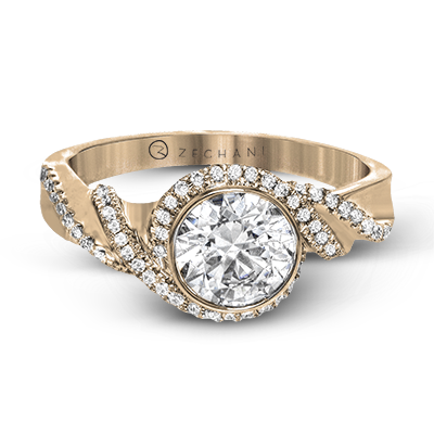 ZR1508 Engagement Ring in 14k Gold with Diamonds