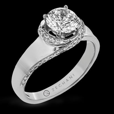 ZR1509 Engagement Ring in 14k Gold with Diamonds