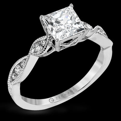 ZR1556 Engagement Ring in 14k Gold with Diamonds