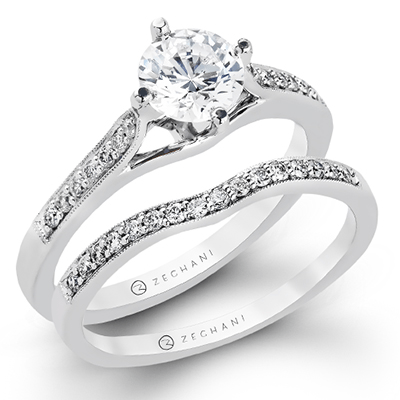 ZR155 Wedding Set in 14k Gold with Diamonds