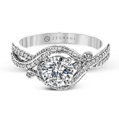 ZR1631 Engagement Ring in 14k Gold with Diamonds