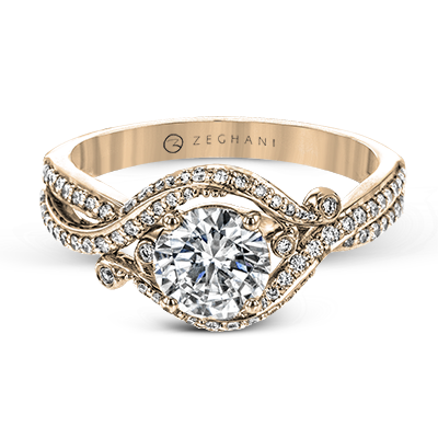 ZR1631 Engagement Ring in 14k Gold with Diamonds