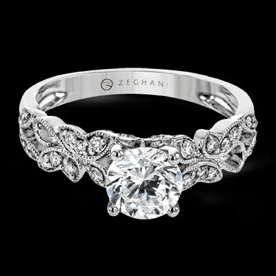 ZR1640 Engagement Ring in 14k Gold with Diamonds