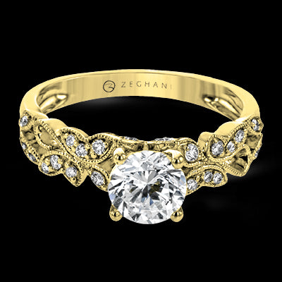 ZR1640 Engagement Ring in 14k Gold with Diamonds