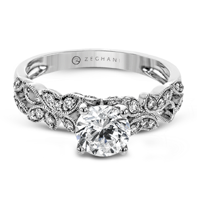ZR1640 Engagement Ring in 14k Gold with Diamonds