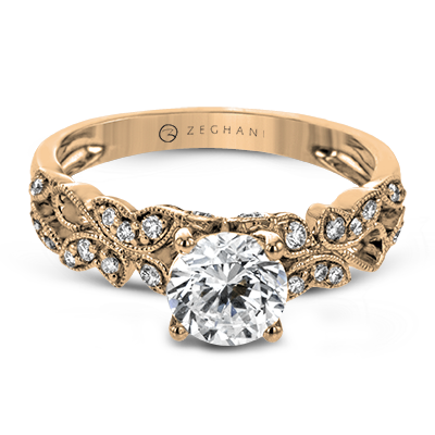 ZR1640 Engagement Ring in 14k Gold with Diamonds