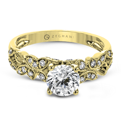ZR1640 Engagement Ring in 14k Gold with Diamonds