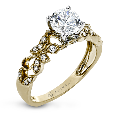 ZR1640 Engagement Ring in 14k Gold with Diamonds