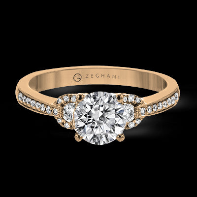 ZR1642 Engagement Ring in 14k Gold with Diamonds