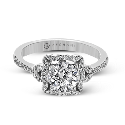 ZR1685 Engagement Ring in 14k Gold with Diamonds