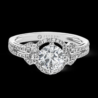 ZR1708 Engagement Ring in 14k Gold with Diamonds