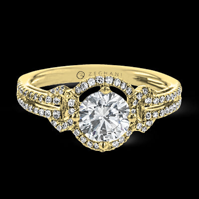 ZR1708 Engagement Ring in 14k Gold with Diamonds