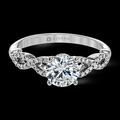 ZR1848 Engagement Ring in 14k Gold with Diamonds