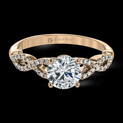 ZR1848 Engagement Ring in 14k Gold with Diamonds