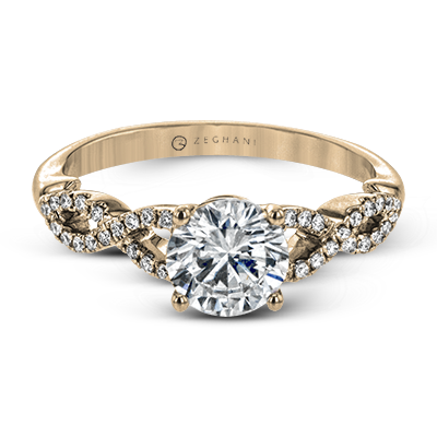 ZR1848 Engagement Ring in 14k Gold with Diamonds