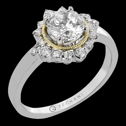 ZR2418 Engagement Ring in 14k Gold with Diamonds
