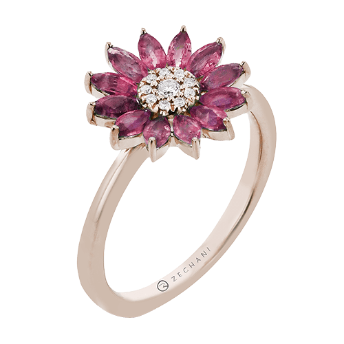 ZR2458-R Color Ring in 14k Gold with Diamonds