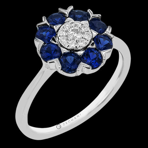 ZR2592 Color Ring in 14k Gold with Diamonds