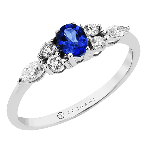 ZR2613 Color Ring in 14k Gold with Diamonds