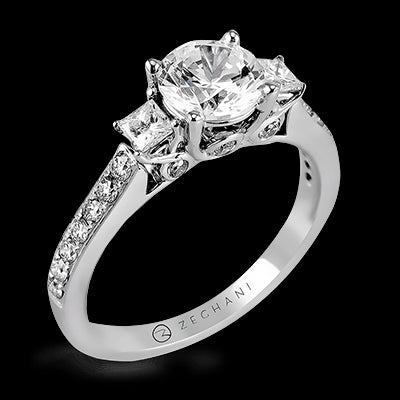 ZR446 Engagement Ring in 14k Gold with Diamonds