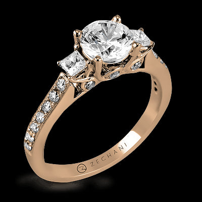 ZR446 Engagement Ring in 14k Gold with Diamonds