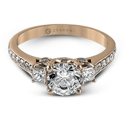 ZR446 Engagement Ring in 14k Gold with Diamonds
