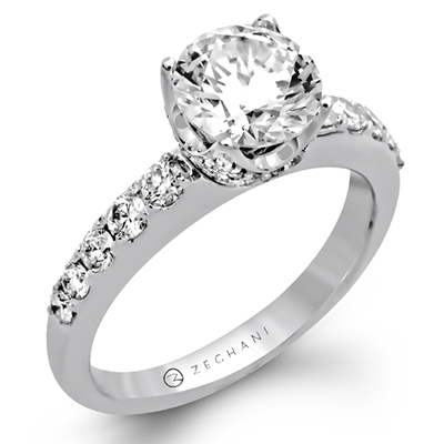 ZR448 Engagement Ring in 14k Gold with Diamonds