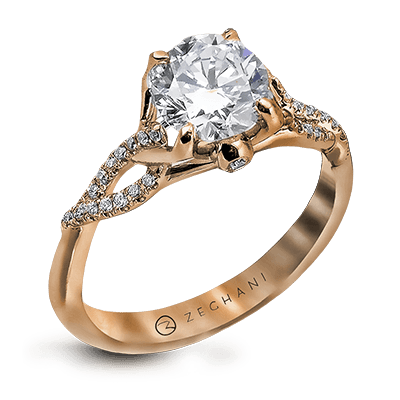 ZR583 Engagement Ring in 14k Gold with Diamonds