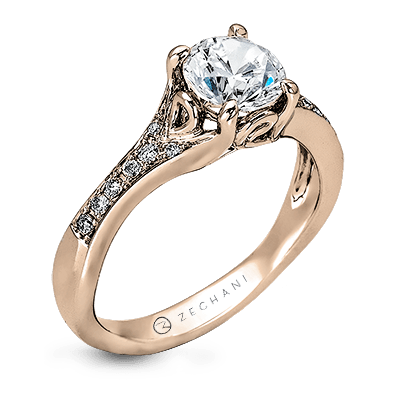 ZR585 Engagement Ring in 14k Gold with Diamonds