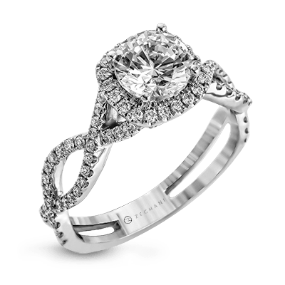 ZR629 Engagement Ring in 14k Gold with Diamonds