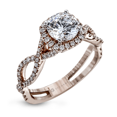 ZR629 Engagement Ring in 14k Gold with Diamonds