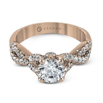 ZR670 Engagement Ring in 14k Gold with Diamonds