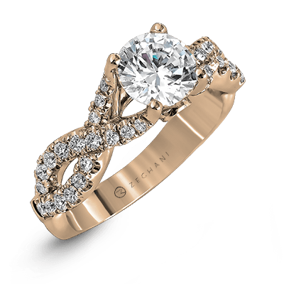ZR670 Engagement Ring in 14k Gold with Diamonds