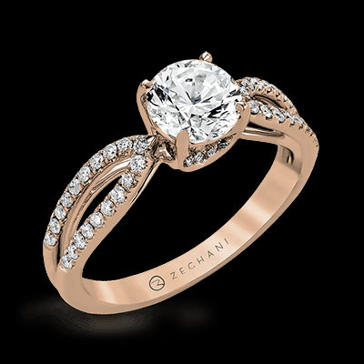 ZR738 Engagement Ring in 14k Gold with Diamonds
