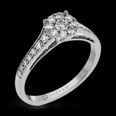 ZR827 Engagement Ring in 14k Gold with Diamonds