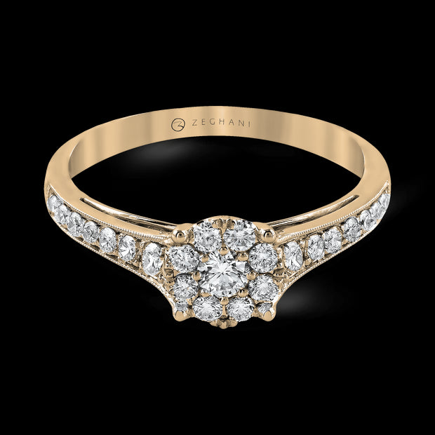 ZR827 Engagement Ring in 14k Gold with Diamonds