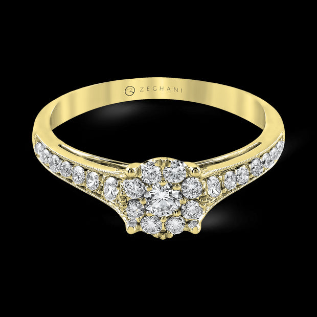 ZR827 Engagement Ring in 14k Gold with Diamonds