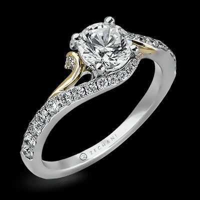 ZR874 Engagement Ring in 14k Gold with Diamonds
