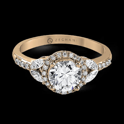 ZR909 Engagement Ring in 14k Gold with Diamonds