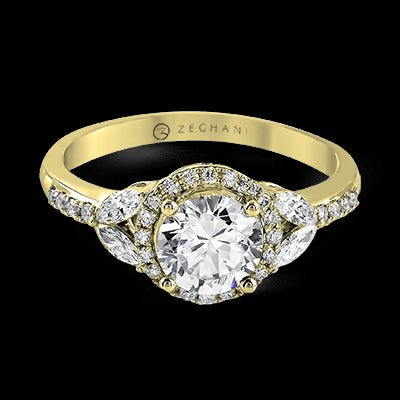 ZR909 Engagement Ring in 14k Gold with Diamonds