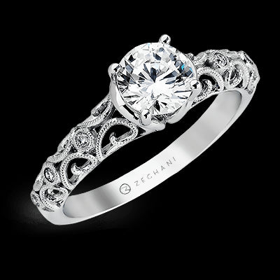 ZR915 Engagement Ring in 14k Gold with Diamonds