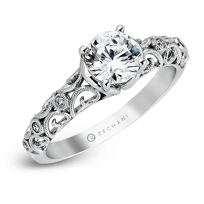 ZR915 Engagement Ring in 14k Gold with Diamonds