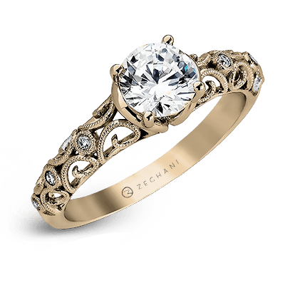 ZR915 Engagement Ring in 14k Gold with Diamonds